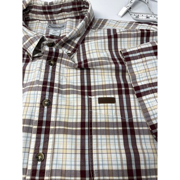 Carhartt Brown Plaid Short Sleeve 2XL Tall Pre-Owned in good condition - Picture 8 of 10